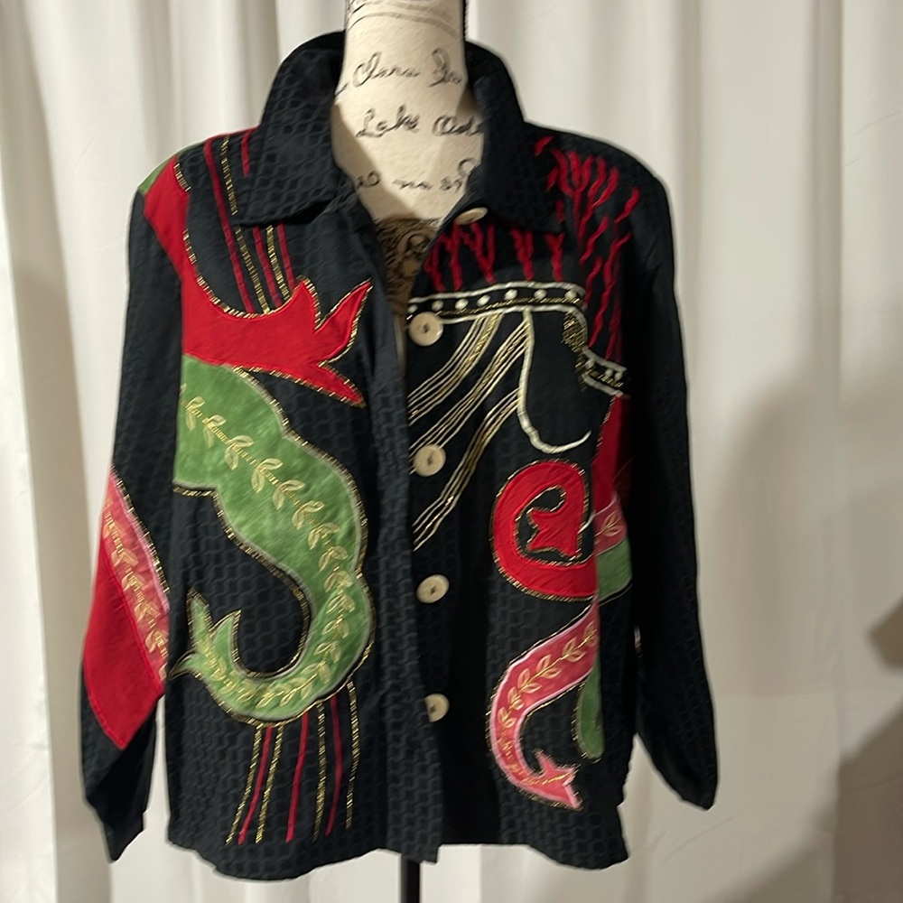 Alex Kim Embroidered Holiday Jacket 1X